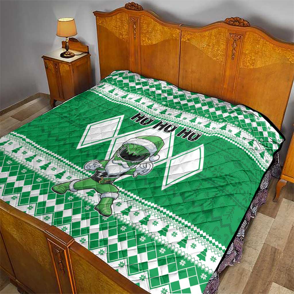 Power Green Ranger Santa Claus Quilt Funny Christmas - Wonder Print Shop