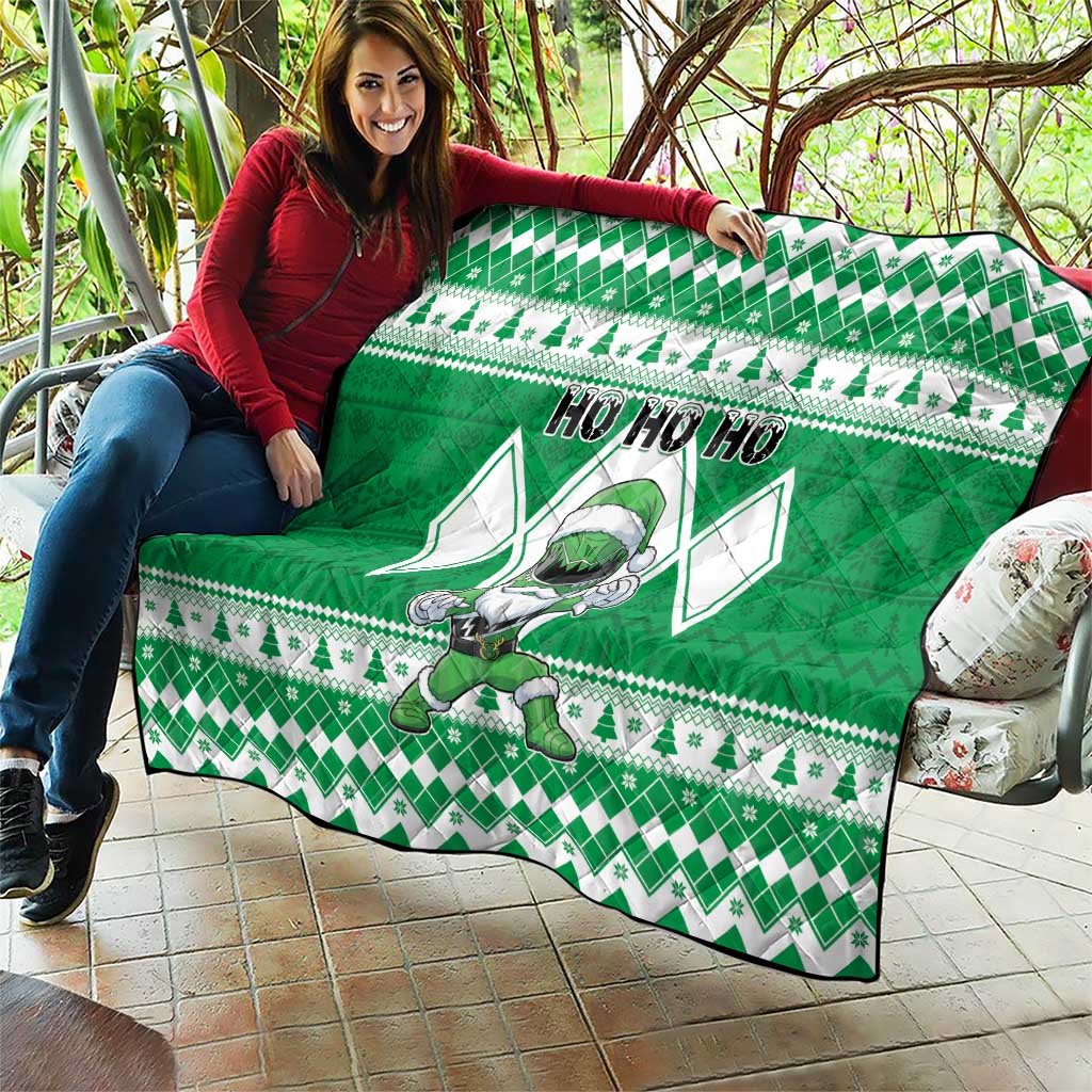 Power Green Ranger Santa Claus Quilt Funny Christmas - Wonder Print Shop