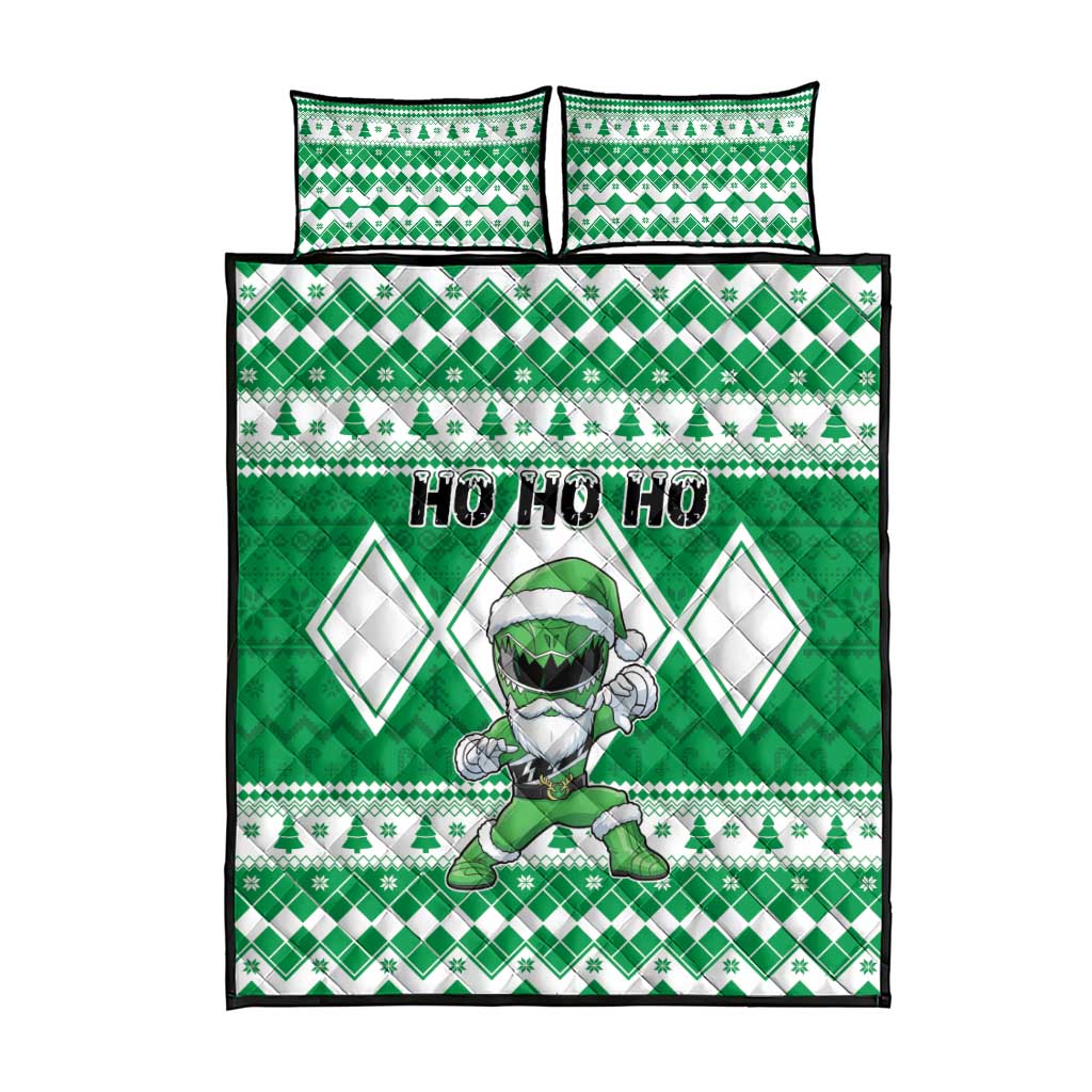 Power Green Ranger Santa Claus Quilt Bed Set Funny Christmas - Wonder Print Shop