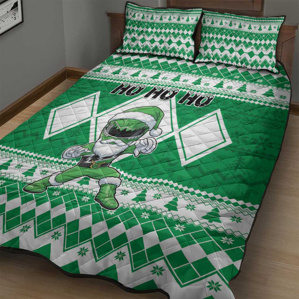 Power Green Ranger Santa Claus Quilt Bed Set Funny Christmas - Wonder Print Shop