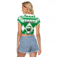Personalized Power Green Ranger Santa Claus Raglan Cropped T Shirt Funny Christmas - Wonder Print Shop