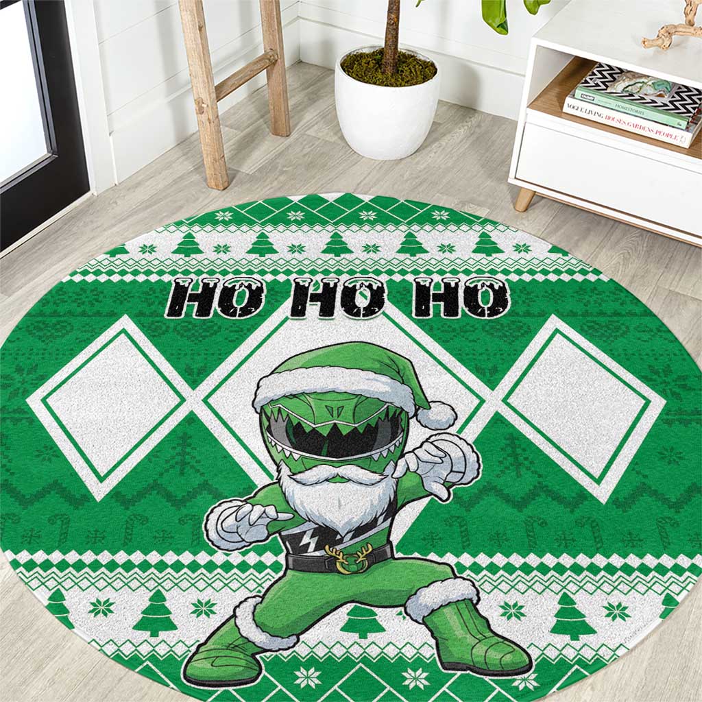 Power Green Ranger Santa Claus Round Carpet Funny Christmas - Wonder Print Shop
