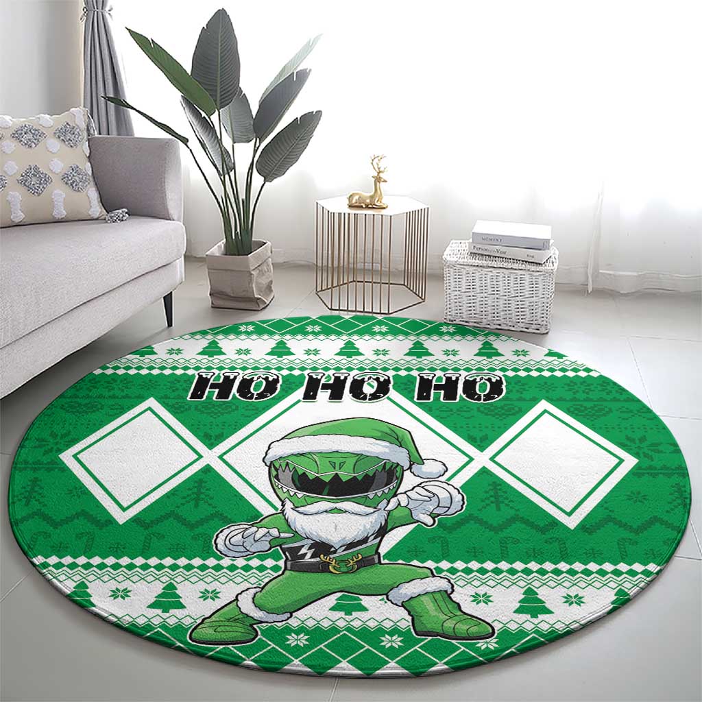 Power Green Ranger Santa Claus Round Carpet Funny Christmas - Wonder Print Shop