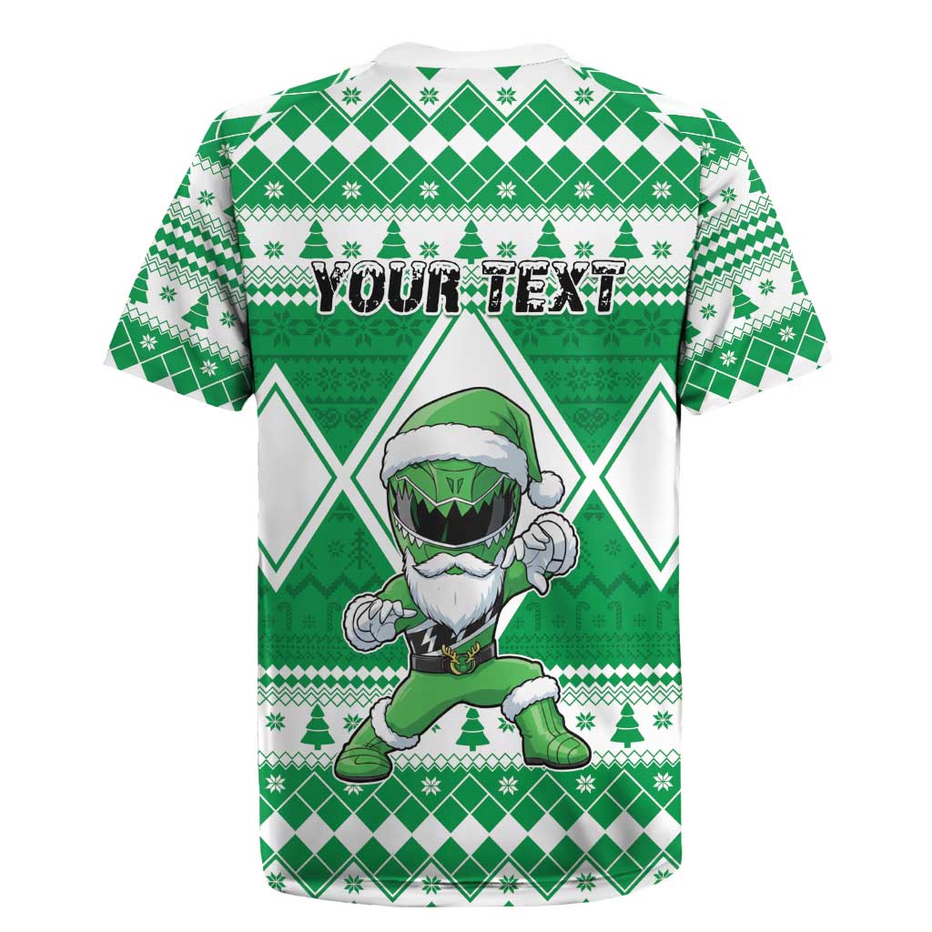 Personalized Power Green Ranger Santa Claus Rugby Jersey Funny Christmas - Wonder Print Shop