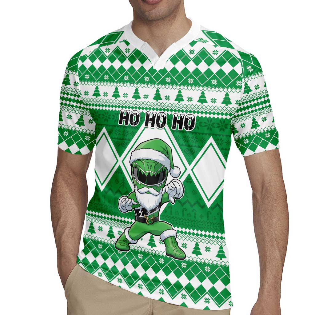 Personalized Power Green Ranger Santa Claus Rugby Jersey Funny Christmas - Wonder Print Shop
