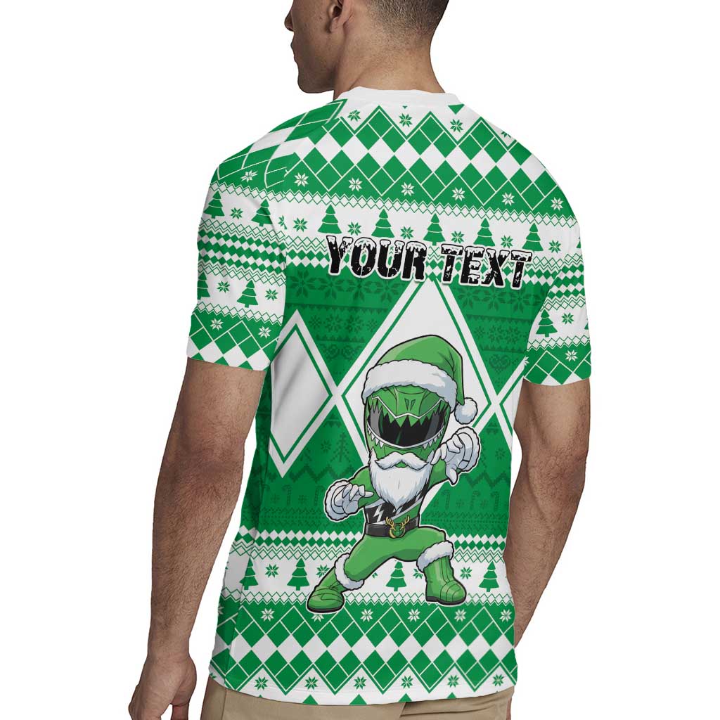 Personalized Power Green Ranger Santa Claus Rugby Jersey Funny Christmas - Wonder Print Shop
