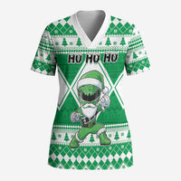 Personalized Power Green Ranger Santa Claus Scrub Top Funny Christmas - Wonder Print Shop