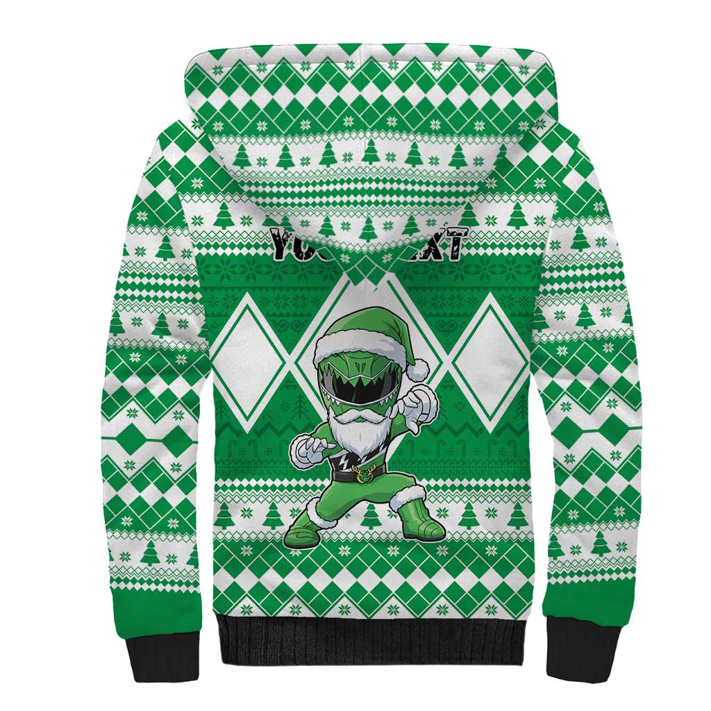 Personalized Power Green Ranger Santa Claus Sherpa Hoodie Funny Christmas - Wonder Print Shop