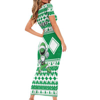 Personalized Power Green Ranger Santa Claus Short Sleeve Bodycon Dress Funny Christmas - Wonder Print Shop