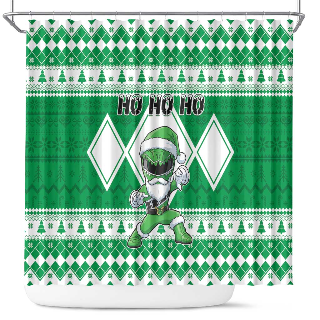 Power Green Ranger Santa Claus Shower Curtain Funny Christmas - Wonder Print Shop