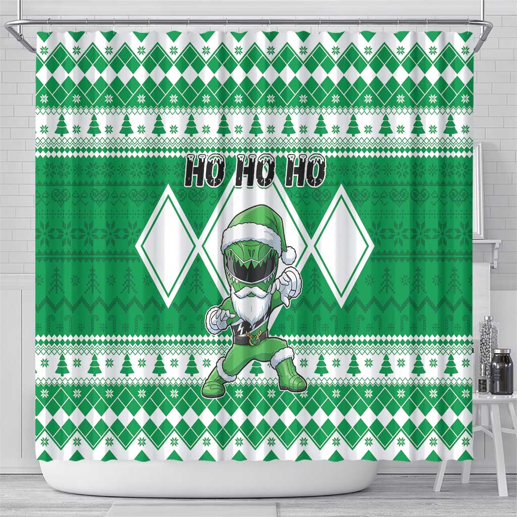 Power Green Ranger Santa Claus Shower Curtain Funny Christmas - Wonder Print Shop