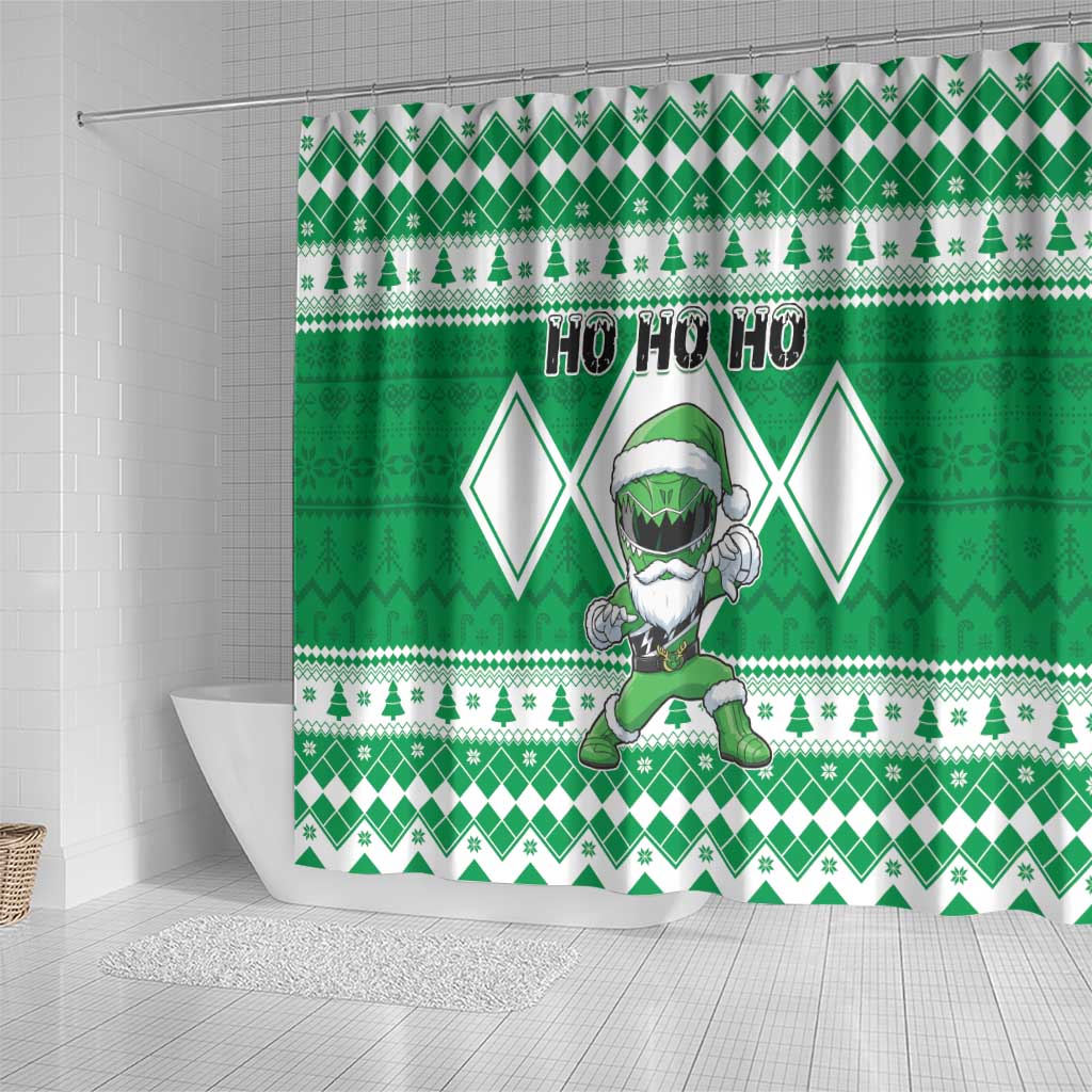 Power Green Ranger Santa Claus Shower Curtain Funny Christmas - Wonder Print Shop