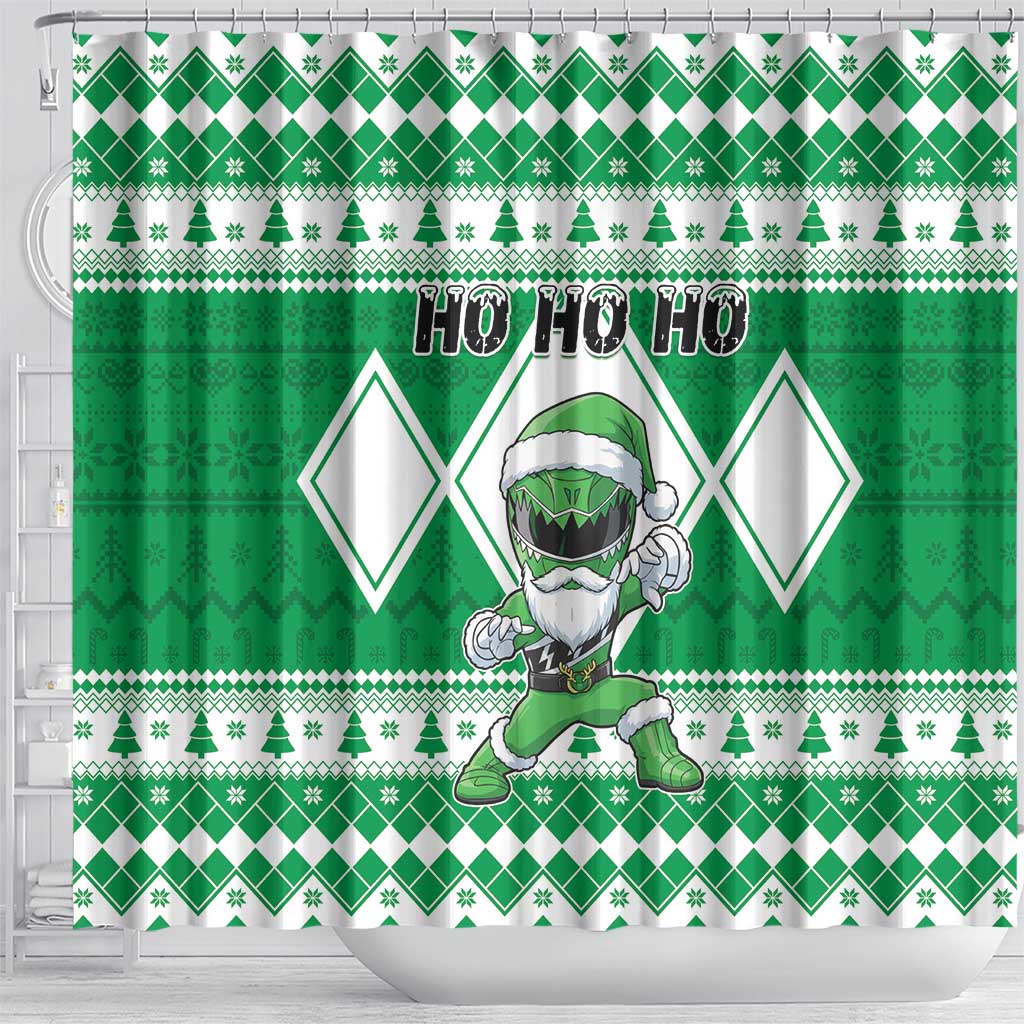 Power Green Ranger Santa Claus Shower Curtain Funny Christmas - Wonder Print Shop