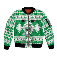 Personalized Power Green Ranger Santa Claus Sleeve Zip Bomber Jacket Funny Christmas - Wonder Print Shop