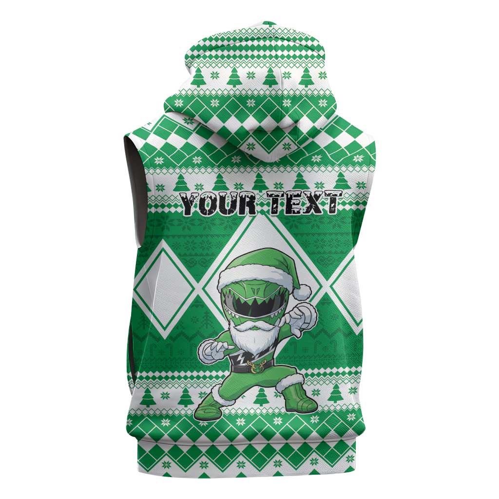 Personalized Power Green Ranger Santa Claus Sleeveless Hoodie Funny Christmas - Wonder Print Shop