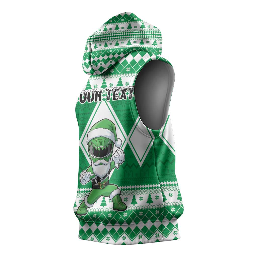 Personalized Power Green Ranger Santa Claus Sleeveless Hoodie Funny Christmas - Wonder Print Shop