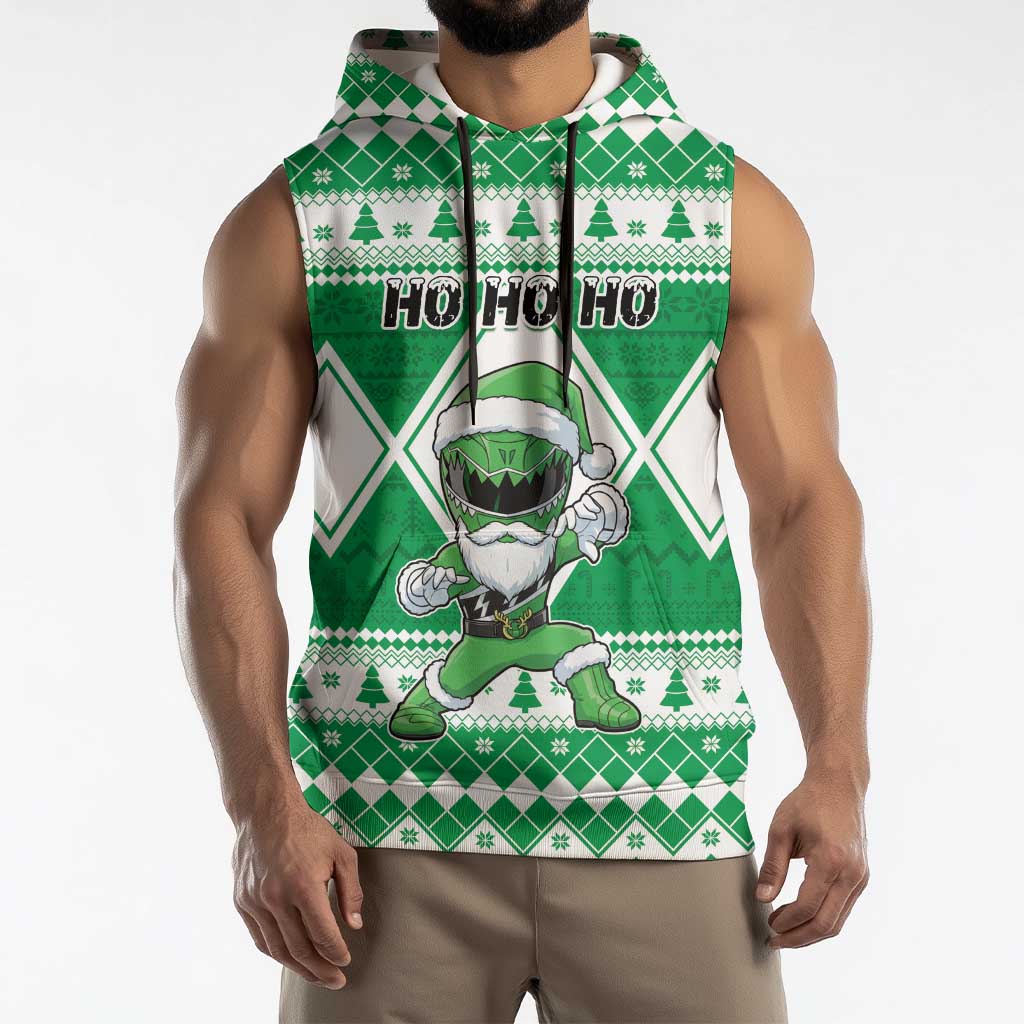 Personalized Power Green Ranger Santa Claus Sleeveless Hoodie Funny Christmas - Wonder Print Shop