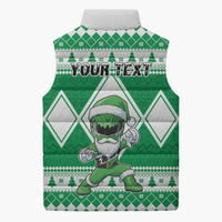 Personalized Power Green Ranger Santa Claus Sleeveless Puffer Jacket Funny Christmas - Wonder Print Shop