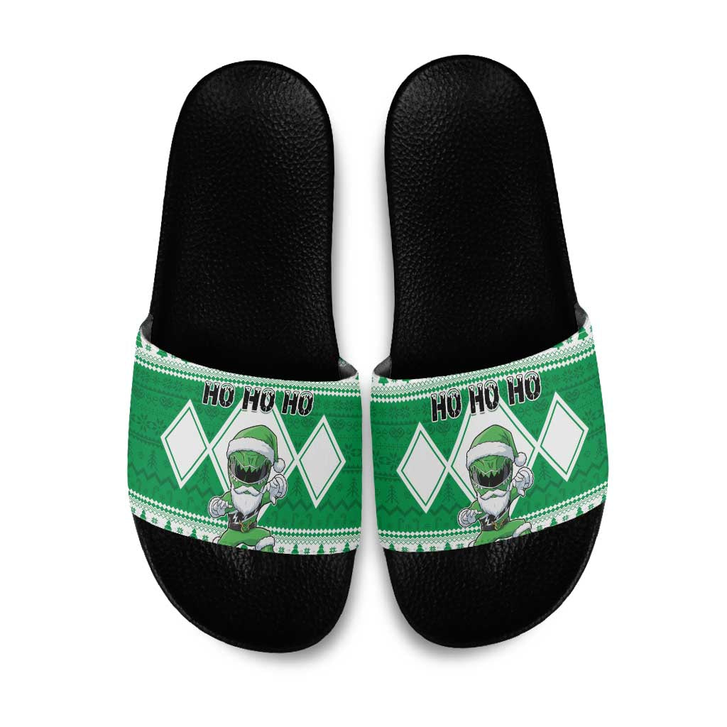Power Green Ranger Santa Claus Slide Sandals Funny Christmas - Wonder Print Shop