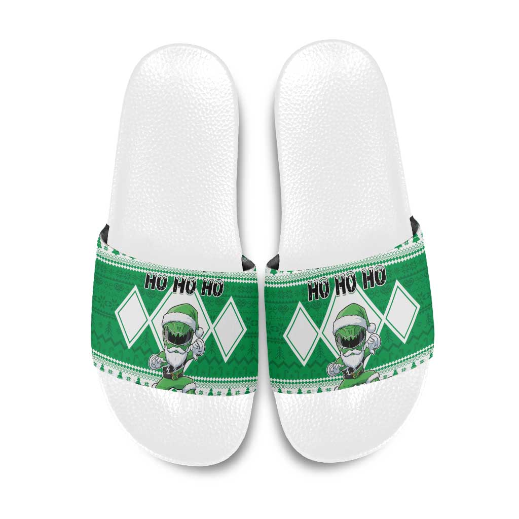 Power Green Ranger Santa Claus Slide Sandals Funny Christmas - Wonder Print Shop