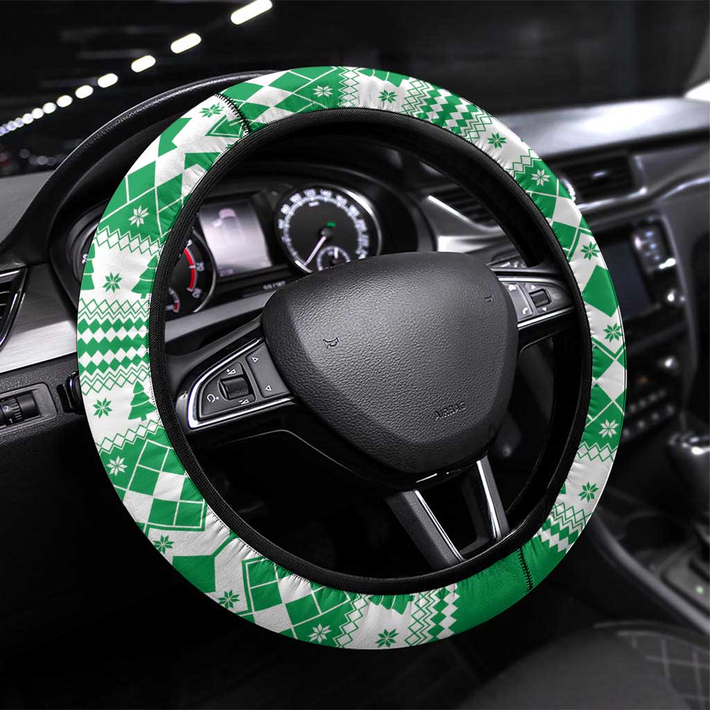 Power Green Ranger Santa Claus Steering Wheel Cover Funny Christmas - Wonder Print Shop