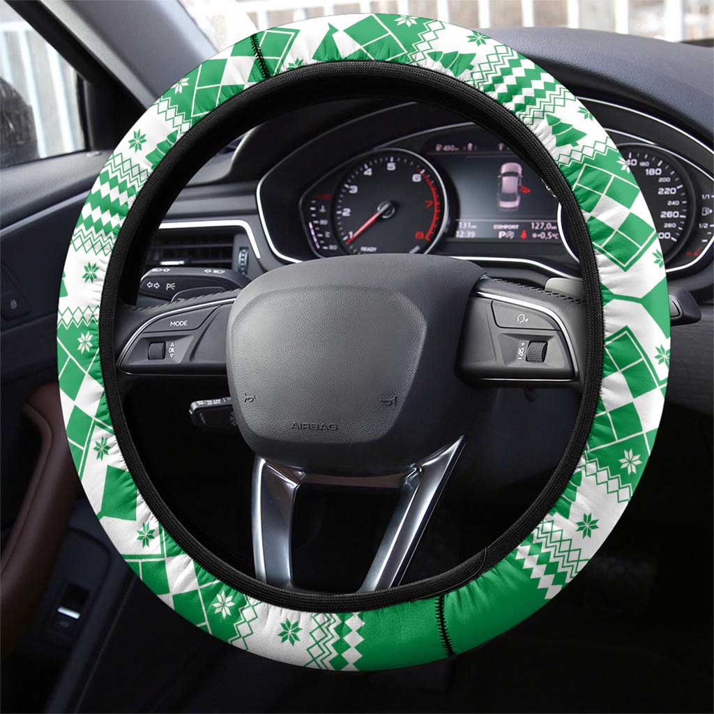 Power Green Ranger Santa Claus Steering Wheel Cover Funny Christmas - Wonder Print Shop