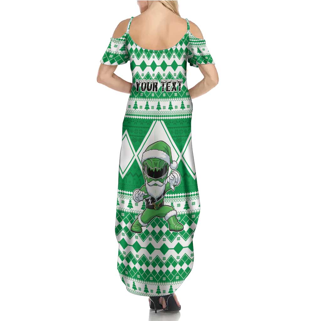 Personalized Power Green Ranger Santa Claus Summer Maxi Dress Funny Christmas - Wonder Print Shop