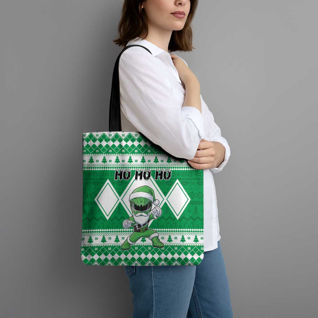 Power Green Ranger Santa Claus Tote Bag Funny Christmas - Wonder Print Shop
