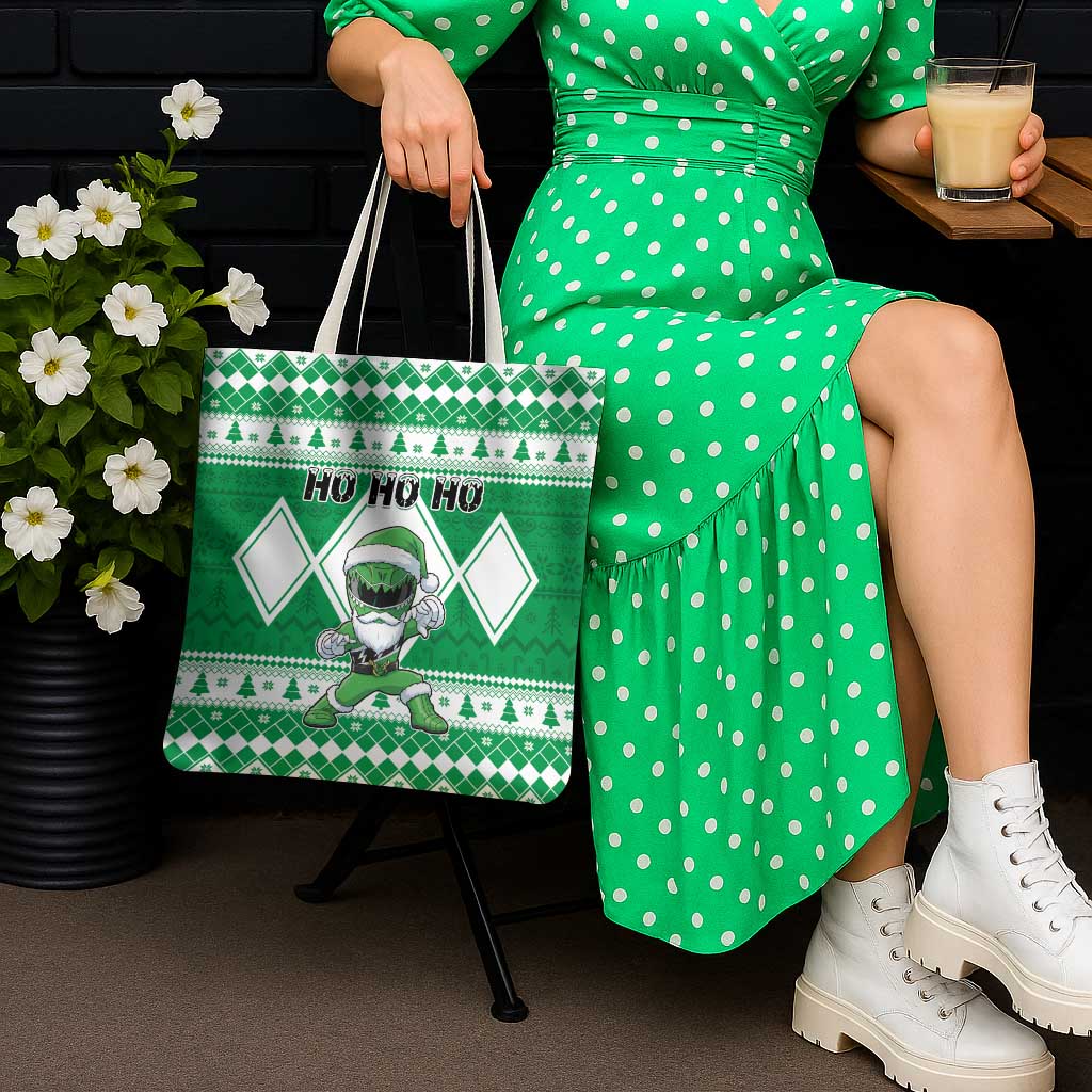 Power Green Ranger Santa Claus Tote Bag Funny Christmas - Wonder Print Shop
