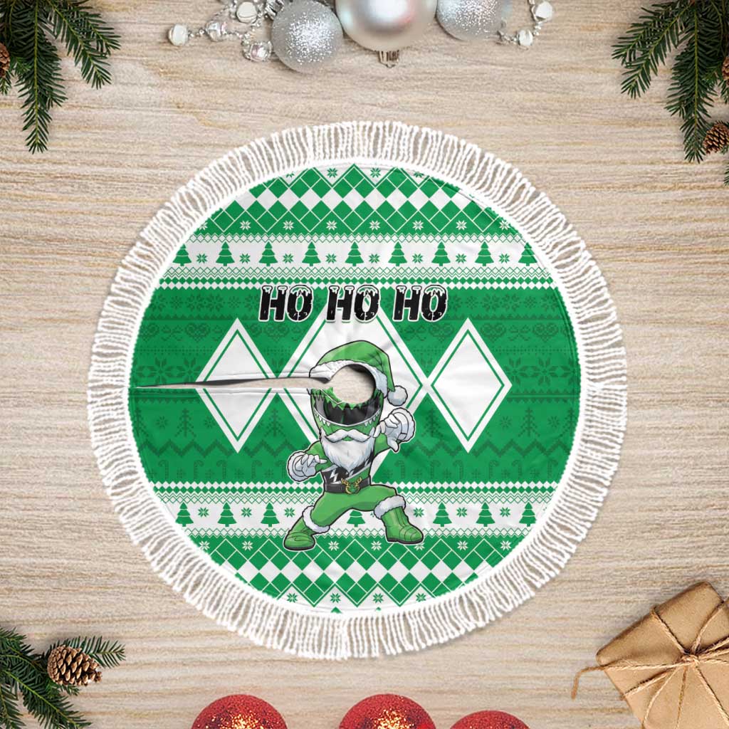 Power Green Ranger Santa Claus Tree Skirt Funny Christmas - Wonder Print Shop
