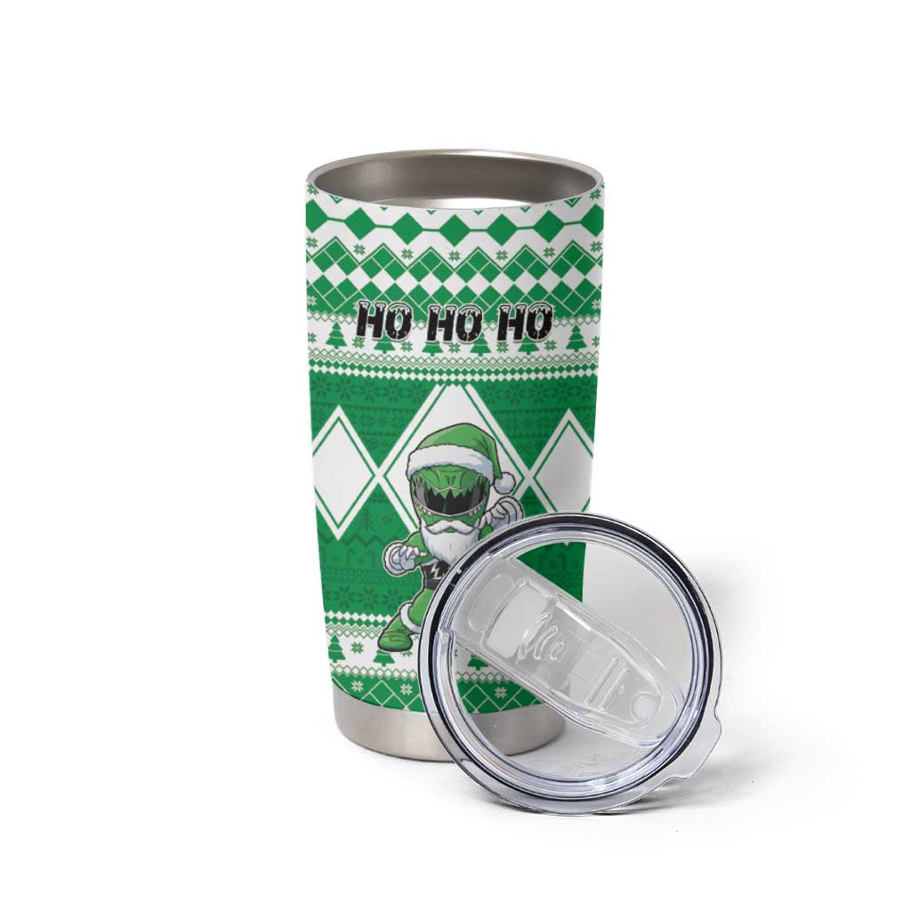Personalized Power Green Ranger Santa Claus Tumbler Cup Funny Christmas - Wonder Print Shop