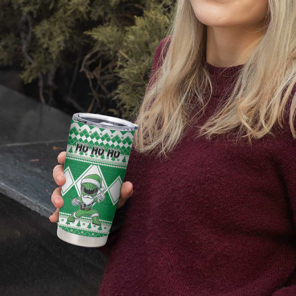 Personalized Power Green Ranger Santa Claus Tumbler Cup Funny Christmas - Wonder Print Shop