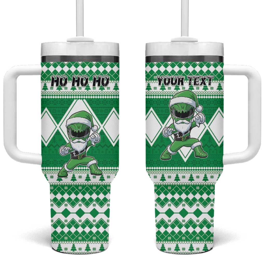 Personalized Power Green Ranger Santa Claus Tumbler With Handle Funny Christmas - Wonder Print Shop
