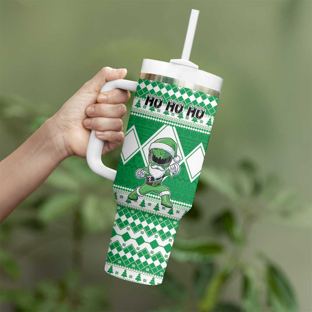 Personalized Power Green Ranger Santa Claus Tumbler With Handle Funny Christmas - Wonder Print Shop