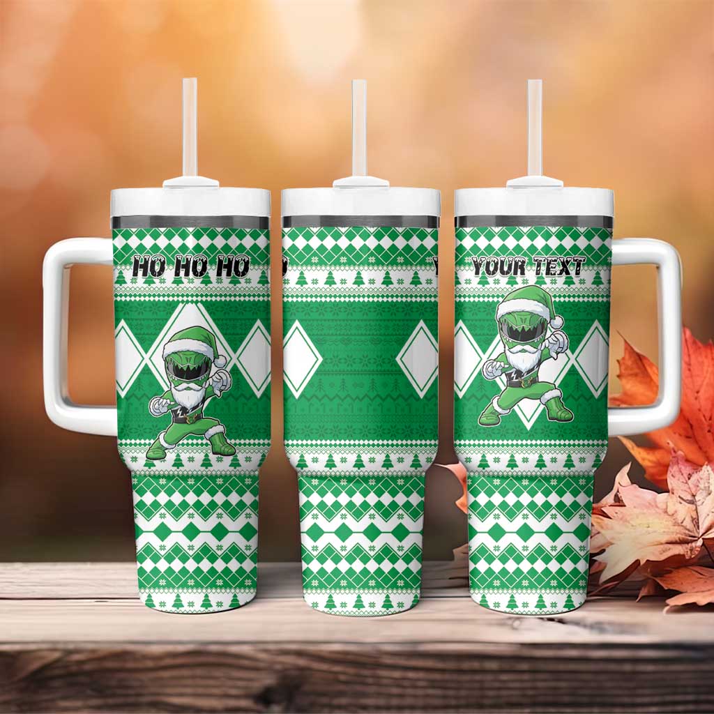 Personalized Power Green Ranger Santa Claus Tumbler With Handle Funny Christmas - Wonder Print Shop