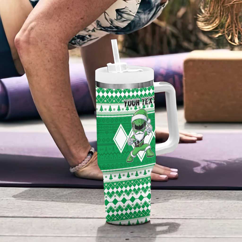 Personalized Power Green Ranger Santa Claus Tumbler With Handle Funny Christmas - Wonder Print Shop