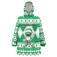 Personalized Power Green Ranger Santa Claus Wearable Blanket Hoodie Funny Christmas - Wonder Print Shop