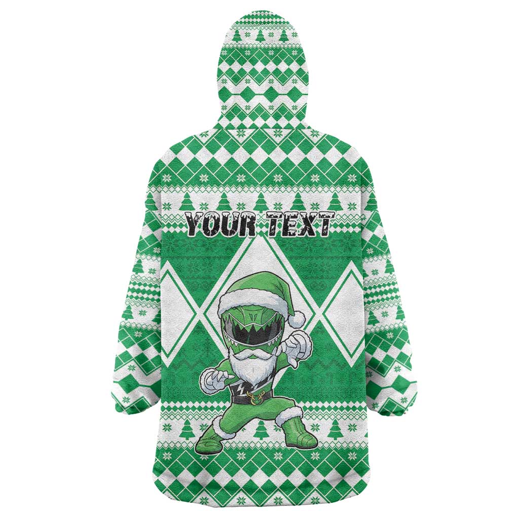 Personalized Power Green Ranger Santa Claus Wearable Blanket Hoodie Funny Christmas - Wonder Print Shop