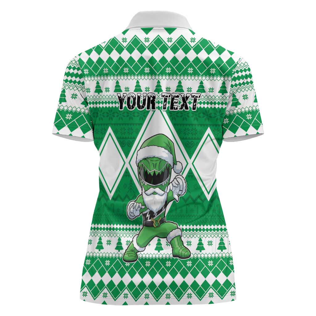 Personalized Power Green Ranger Santa Claus Women Polo Shirt Funny Christmas - Wonder Print Shop