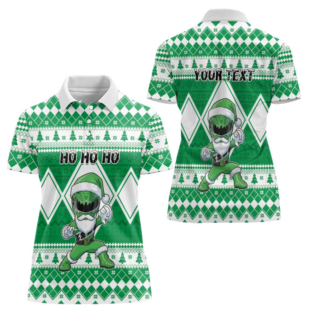 Personalized Power Green Ranger Santa Claus Women Polo Shirt Funny Christmas - Wonder Print Shop
