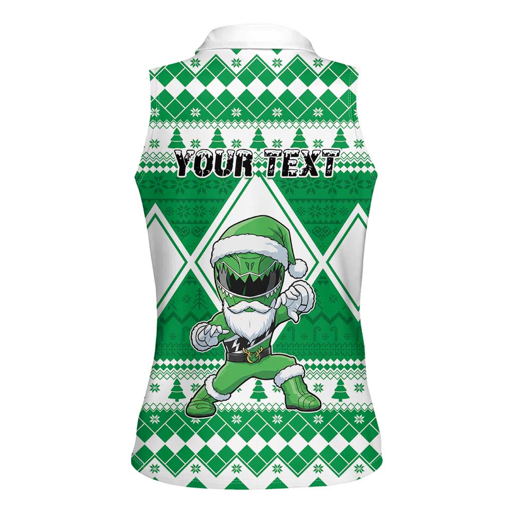 Personalized Power Green Ranger Santa Claus Women Sleeveless Polo Shirt Funny Christmas - Wonder Print Shop