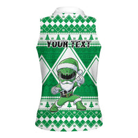 Personalized Power Green Ranger Santa Claus Women Sleeveless Polo Shirt Funny Christmas - Wonder Print Shop