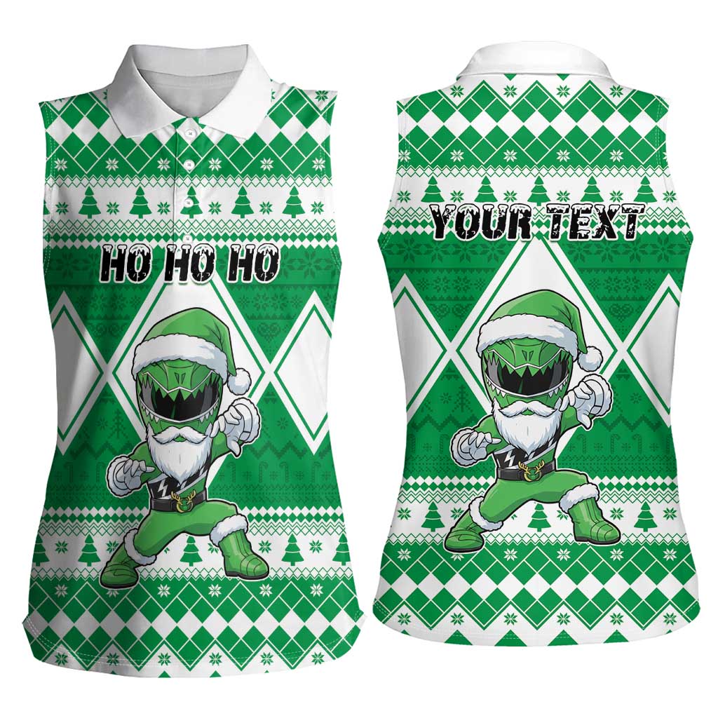 Personalized Power Green Ranger Santa Claus Women Sleeveless Polo Shirt Funny Christmas - Wonder Print Shop