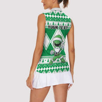 Personalized Power Green Ranger Santa Claus Women Sleeveless Polo Shirt Funny Christmas - Wonder Print Shop