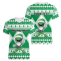Personalized Power Green Ranger Santa Claus Women V-Neck T-Shirt Funny Christmas - Wonder Print Shop