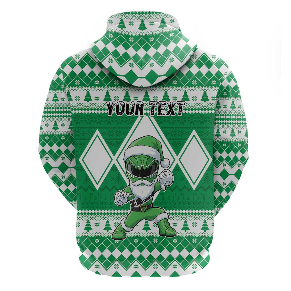 Personalized Power Green Ranger Santa Claus Zip Hoodie Funny Christmas - Wonder Print Shop