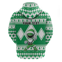 Personalized Power Green Ranger Santa Claus Zip Hoodie Funny Christmas - Wonder Print Shop