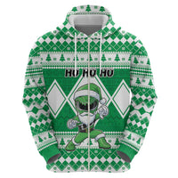 Personalized Power Green Ranger Santa Claus Zip Hoodie Funny Christmas - Wonder Print Shop