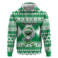 Personalized Power Green Ranger Santa Claus Zip Hoodie Funny Christmas - Wonder Print Shop