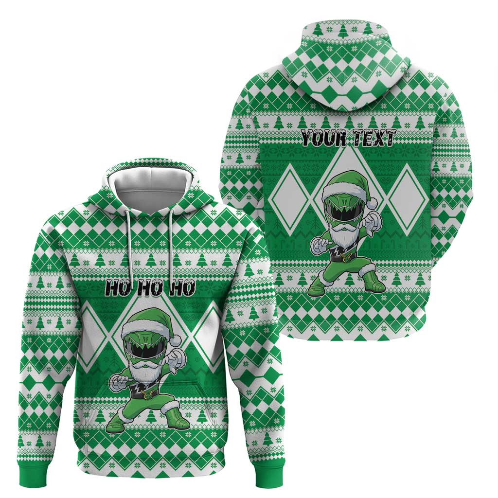 Personalized Power Green Ranger Santa Claus Zip Hoodie Funny Christmas - Wonder Print Shop